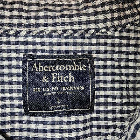 Abercrombie & Fitch Women Gingham L Blue‎ White Button Shirt Long Sleeve Preppy - Picture 3 of 12